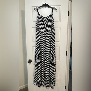 Chic Black and White Striped Maxi Dress